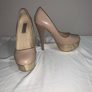 Steve Madden P-Foxx 6" Platform Nude Gold Heels